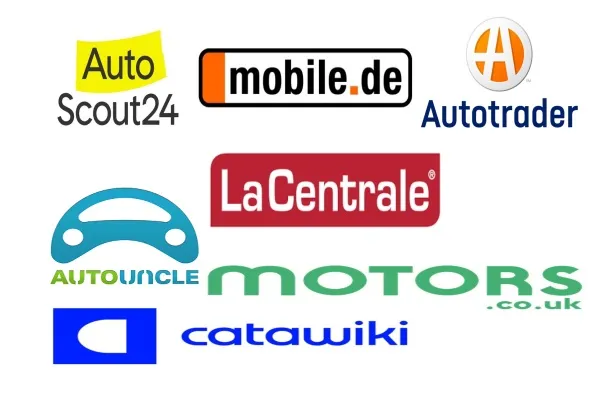 Loga evropských top klasifikovaných reklamních platforem pro automobilový průmysl